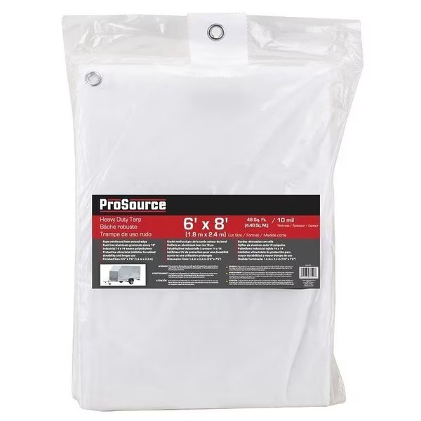 10 Mil Tarp, White, Plastic, Prosource, Mfr#: TW0608